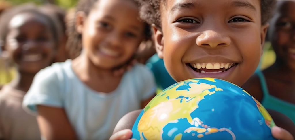 Pupils collaborating on a creative classroom task