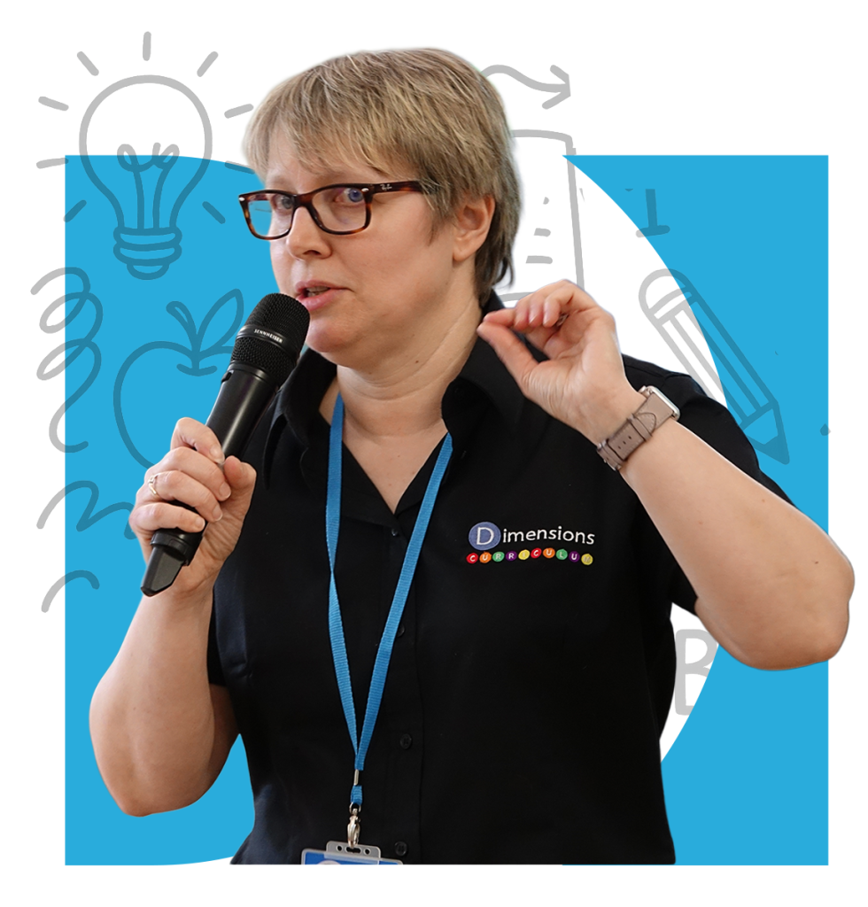 Teacher supporting learning with curriculum assessment tools